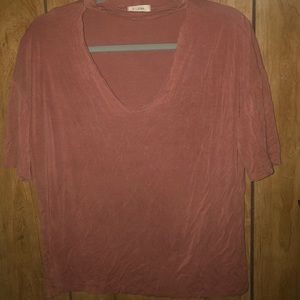 Mineral Wash Cut-out Vneck Tee